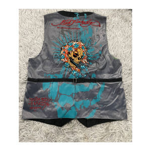 VTG Ed Hardy Christian Audigier Vest Love Kills Slowly Skull Flowers Sz XL